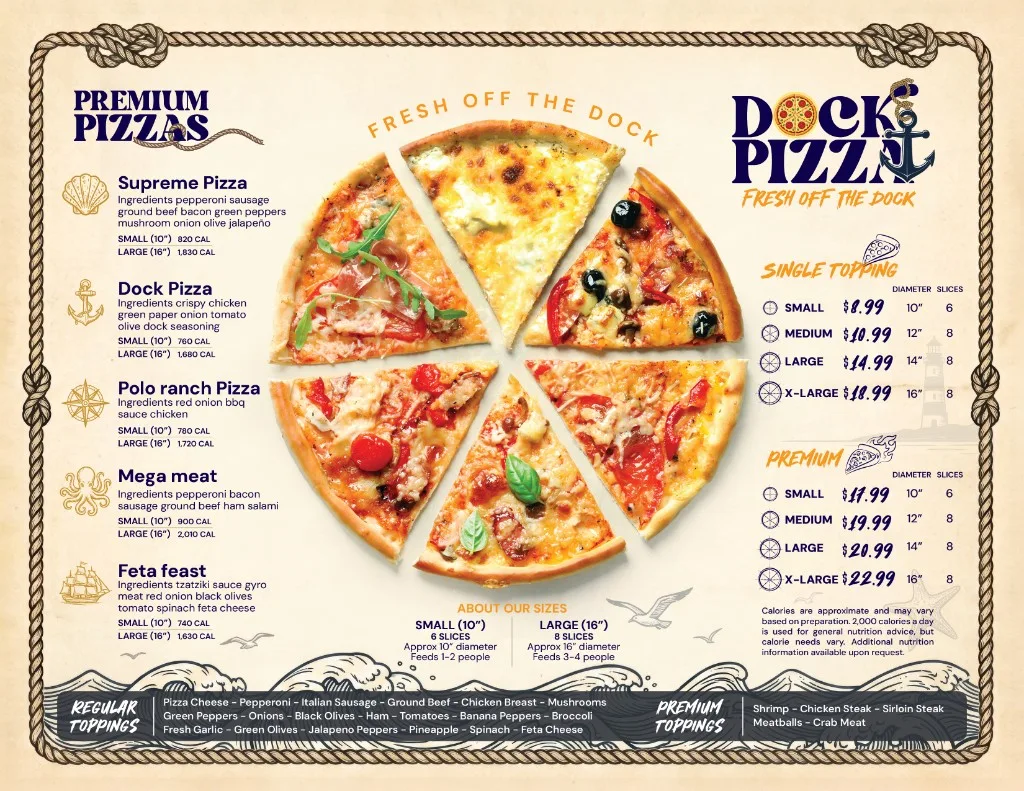 Premium Pizzas Menu